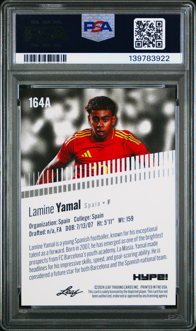 PSA 8 Lamine Yamal 2024 Leaf HYPE! #164A Red Shimmer 1/1 Rookie Card Barcelona