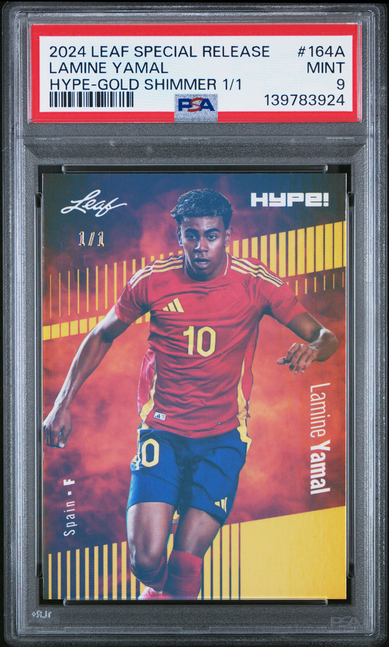 PSA 9 Lamine Yamal 2024 Leaf HYPE! #164A Gold Shimmer 1/1 Rookie Card Barcelona