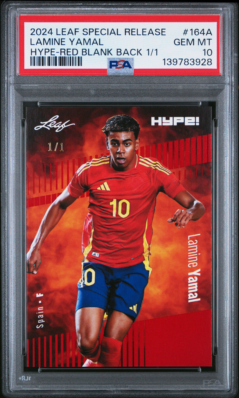 PSA 10 Lamine Yamal 2024 Leaf HYPE! #164A Red Blank Back 1/1 Rookie Card Barcelona