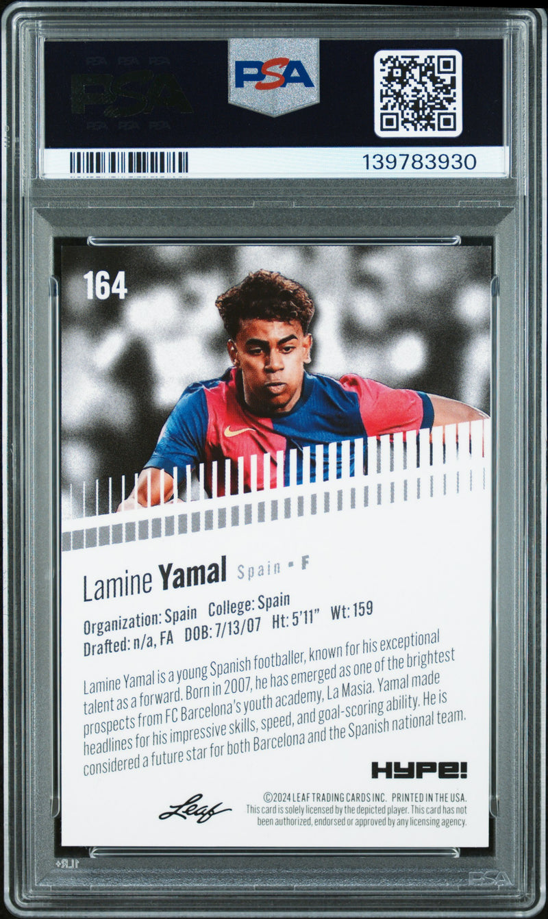 PSA 8 Lamine Yamal 2024 Leaf HYPE! #164 Red Shimmer 1/1 Rookie Card Barcelona