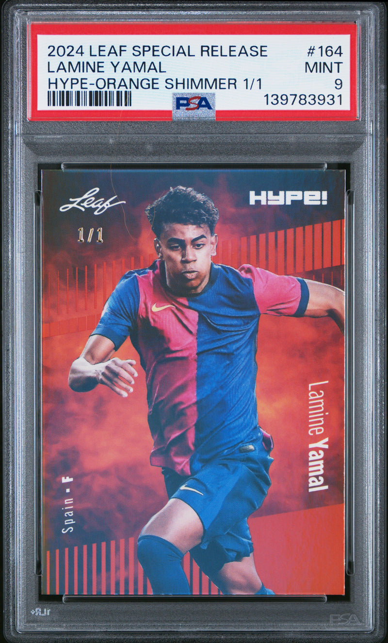 PSA 9 Lamine Yamal 2024 Leaf HYPE! #164 Orange Shimmer 1/1 Rookie Card Barcelona