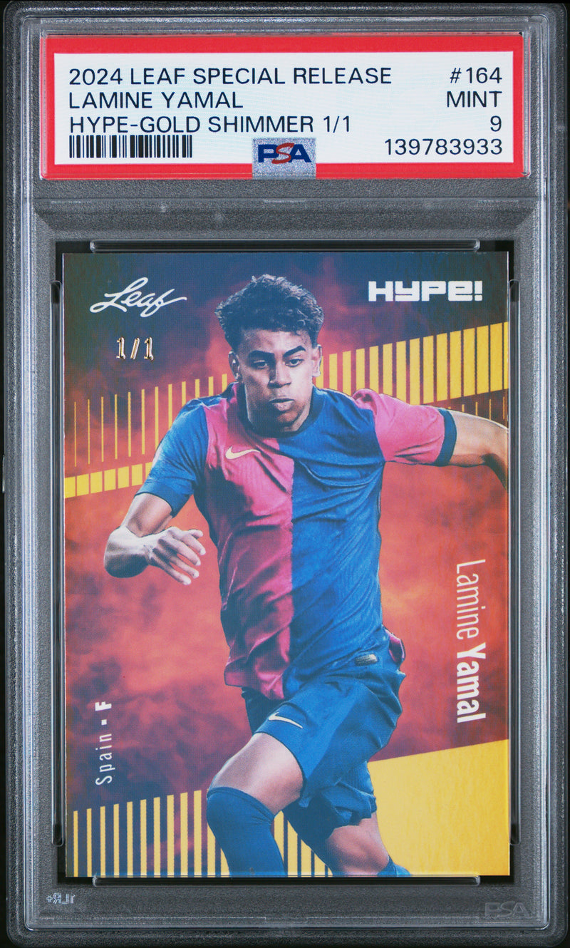 PSA 9 Lamine Yamal 2024 Leaf HYPE! #164 Gold Shimmer 1/1 Rookie Card Barcelona