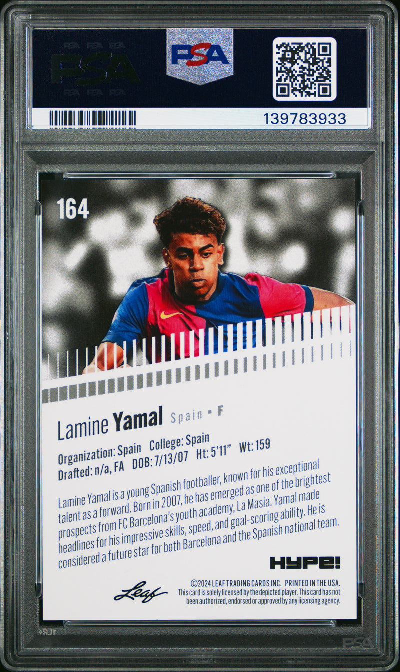 PSA 9 Lamine Yamal 2024 Leaf HYPE! #164 Gold Shimmer 1/1 Rookie Card Barcelona