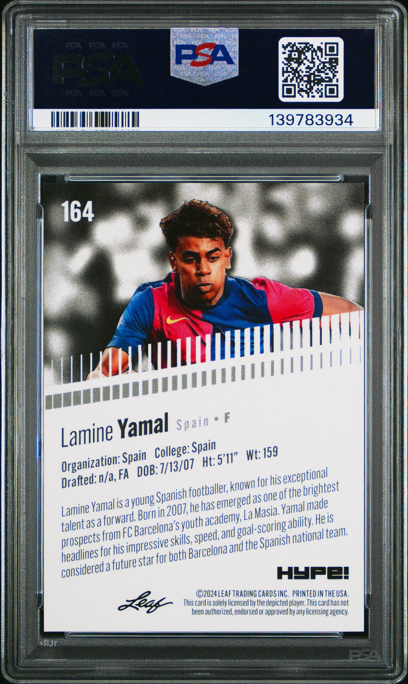 PSA 8 Lamine Yamal 2024 Leaf HYPE! #164 Purple Shimmer 1/1 Rookie Card Barcelona