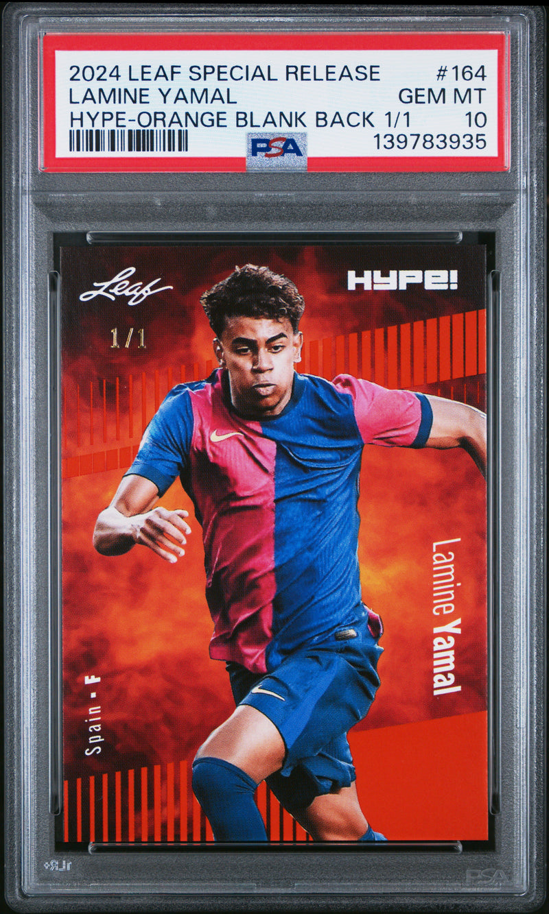PSA 10 Lamine Yamal 2024 Leaf HYPE! #164 Orange Blank Back 1/1 Rookie Card Barcelona