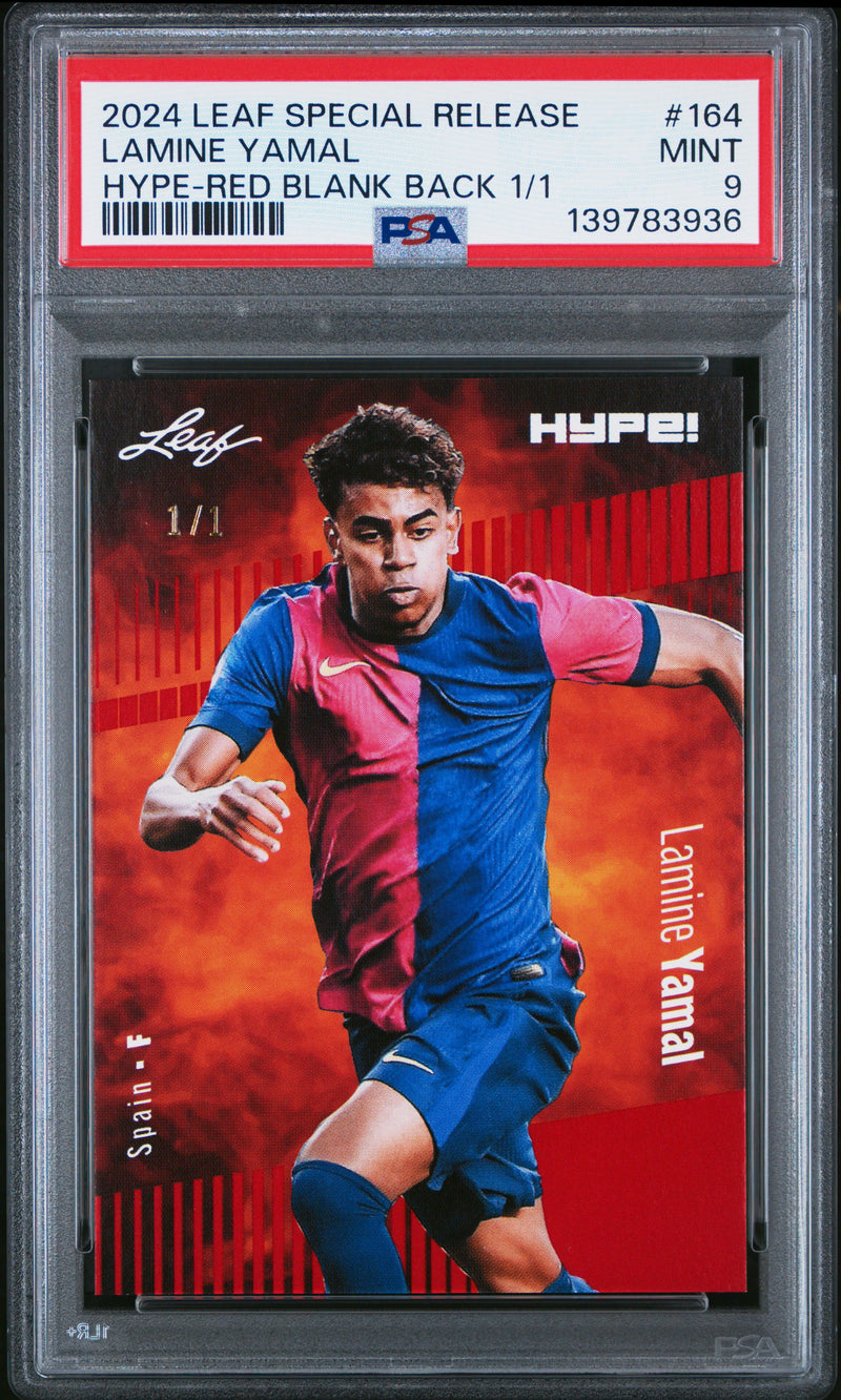 PSA 9 Lamine Yamal 2024 Leaf HYPE! #164 Red Blank Back 1/1 Rookie Card Barcelona