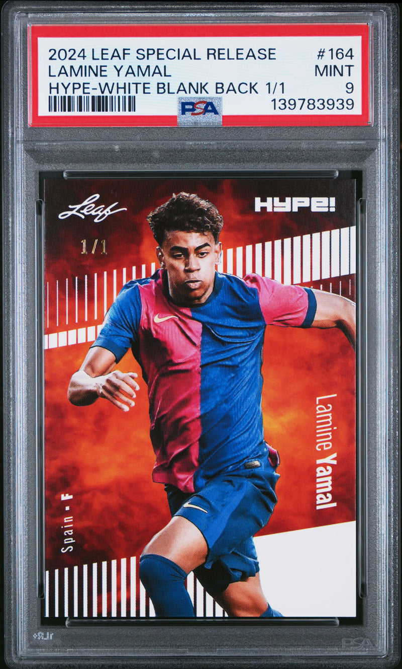 PSA 9 Lamine Yamal 2024 Leaf HYPE! #164 White Blank Back 1/1 Rookie Card Barcelona