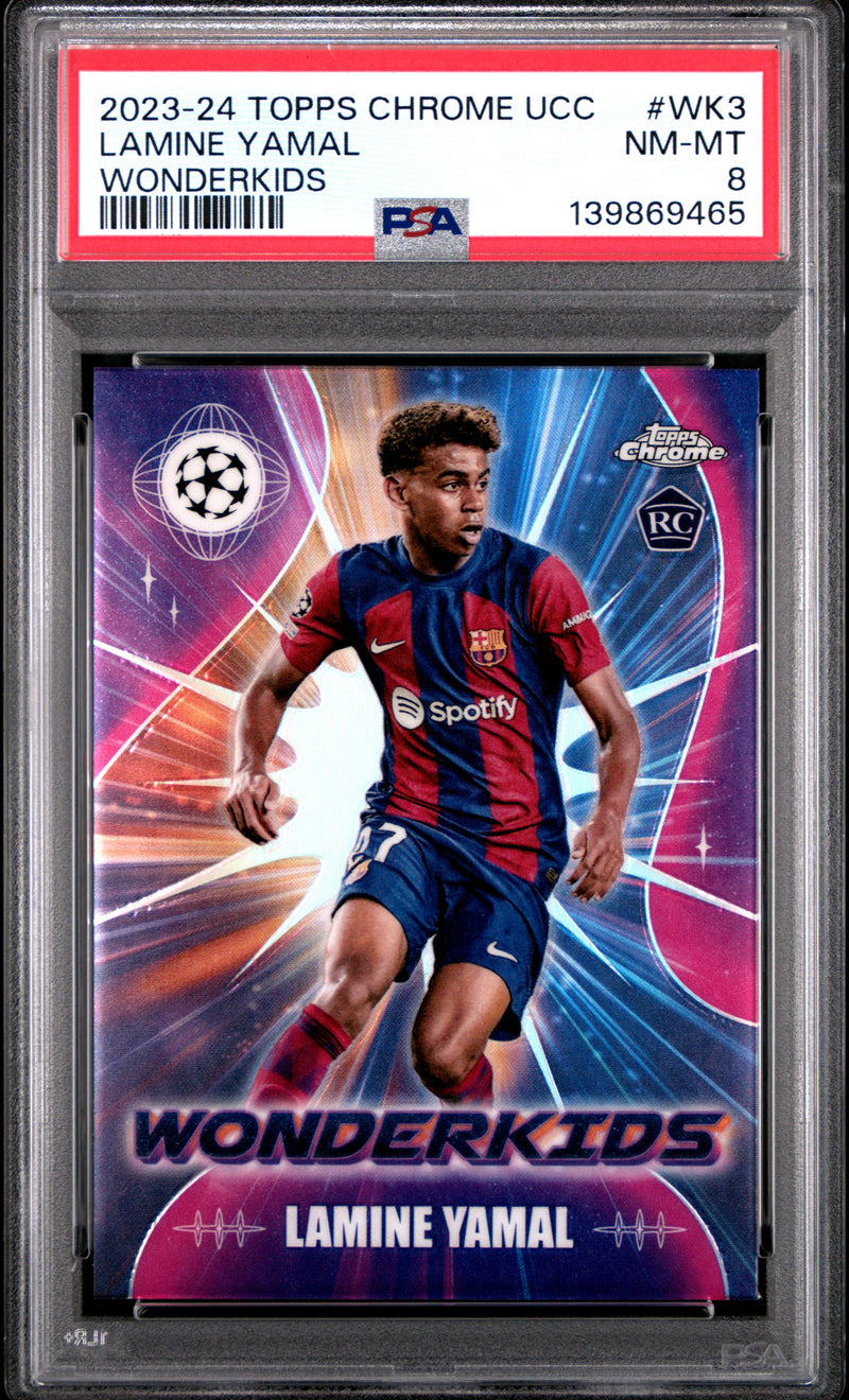 PSA 8 Lamine Yamal 2023-24 Topps Chrome #WK3 Wonderkids Rookie Card Barcelona