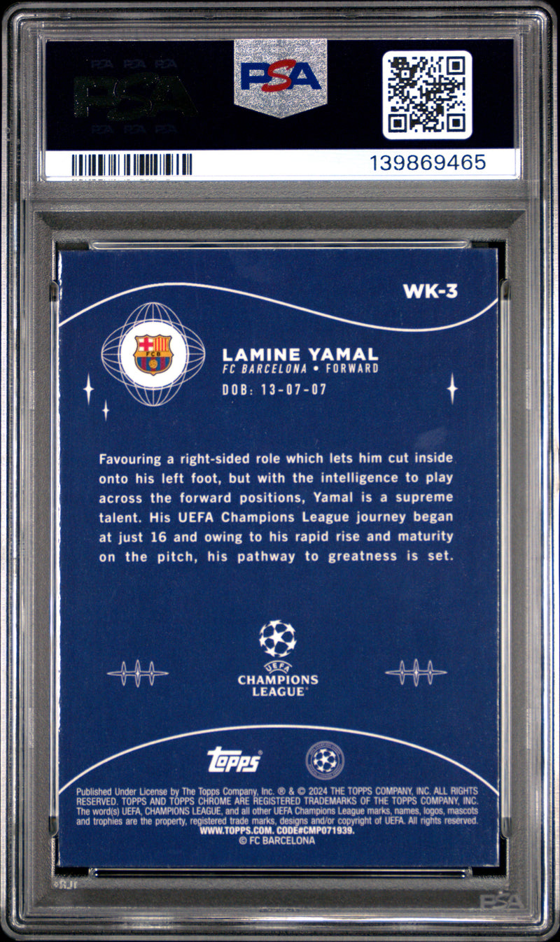 PSA 8 Lamine Yamal 2023-24 Topps Chrome #WK3 Wonderkids Rookie Card Barcelona