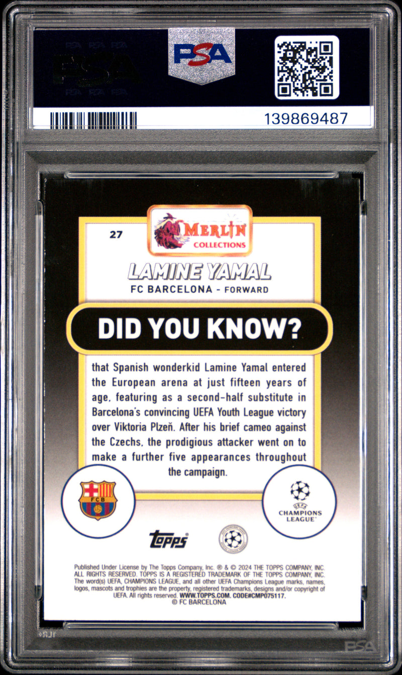 PSA 8 Lamine Yamal 2023-24 Topps Merlin #27 Rookie Card Barcelona