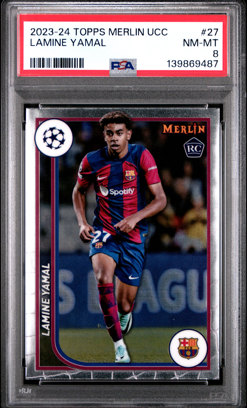 PSA 8 Lamine Yamal 2023-24 Topps Merlin #27 Rookie Card Barcelona