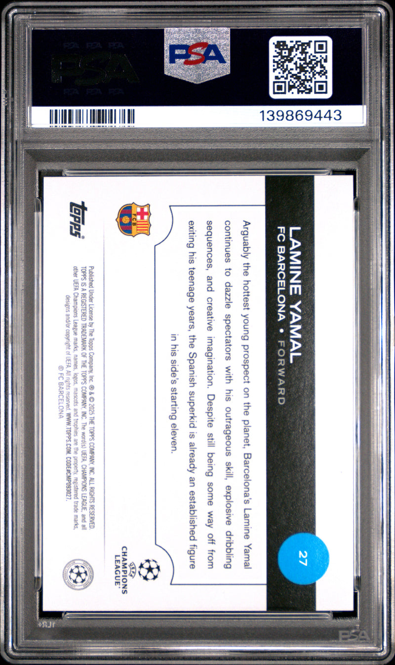 PSA 6 Lamine Yamal 2024-25 Topps UEFA #27 UEFA Club Competitions Rookie Card Barcelona