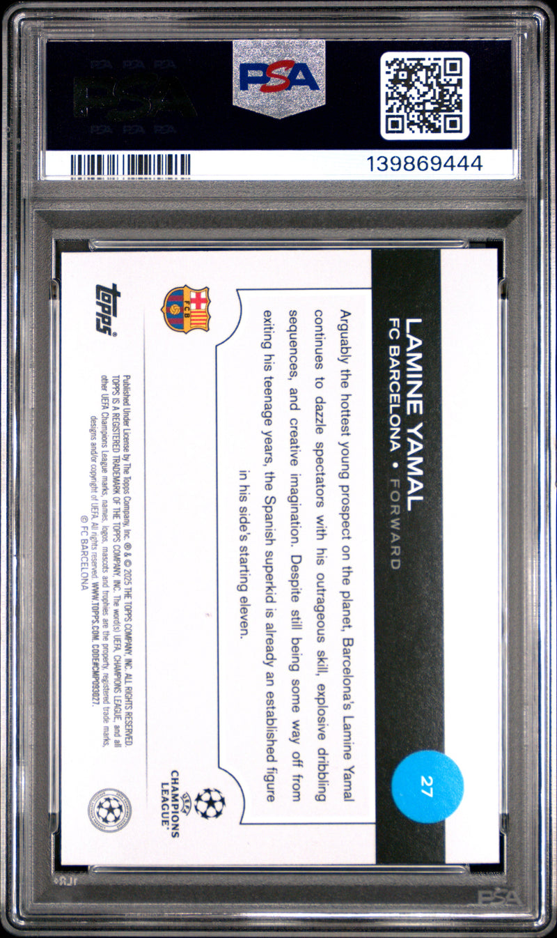 PSA 9 Lamine Yamal 2024-25 Topps UEFA #27 UEFA Club Competitions Rookie Card Barcelona