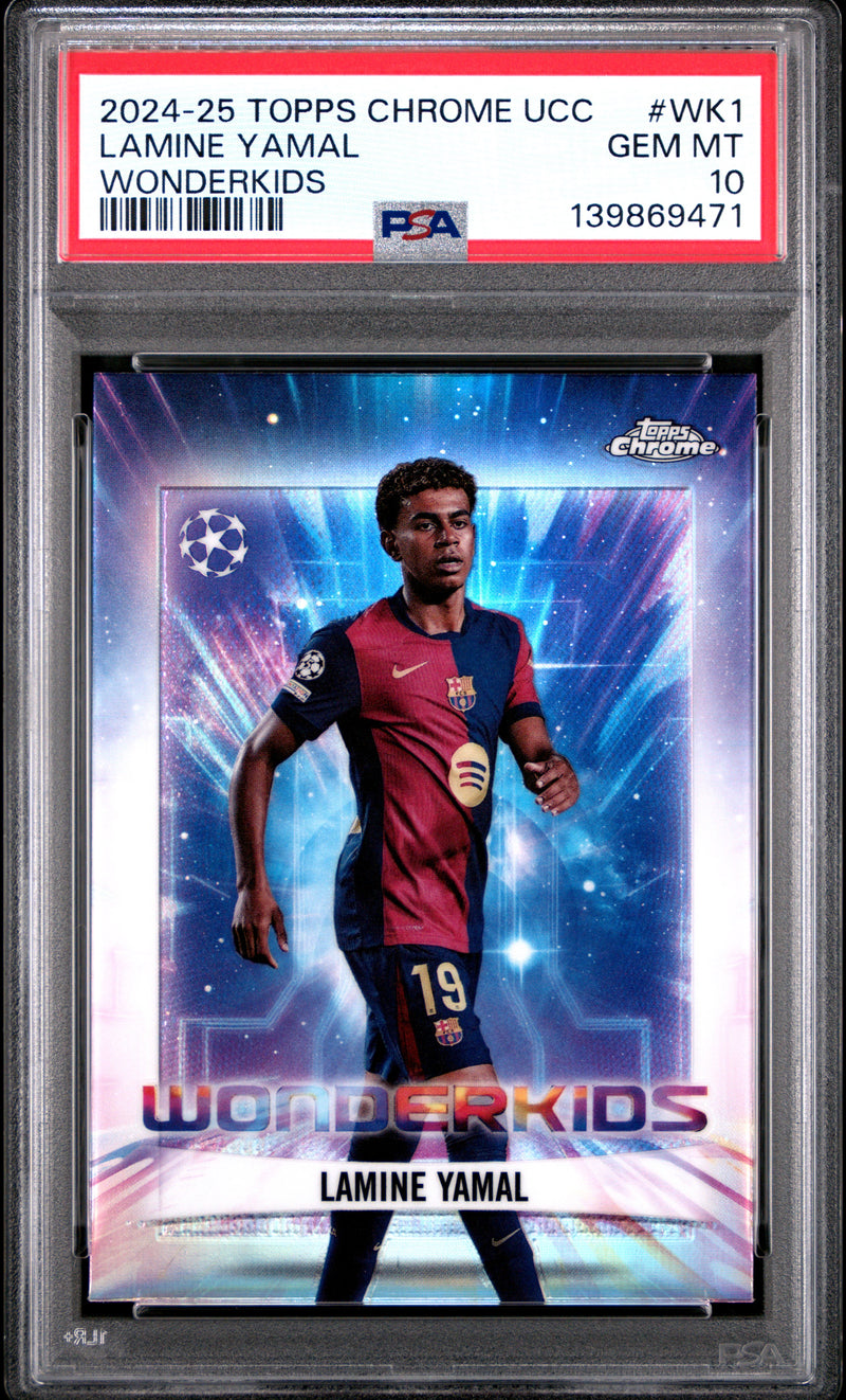 PSA 10 Lamine Yamal 2024-25 Topps Chrome #WK1 Wonderkids Rookie Card Barcelona