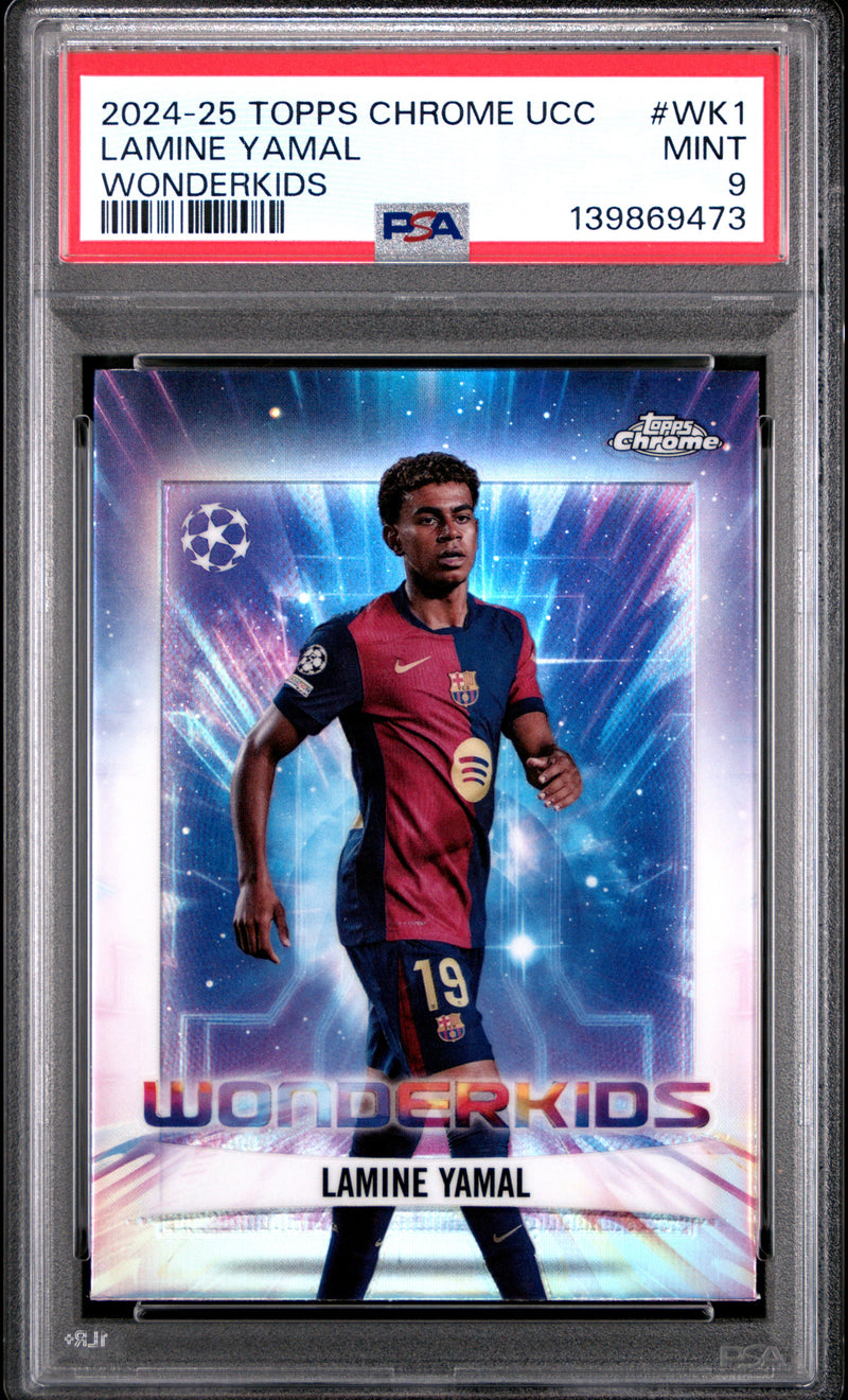 PSA 9 Lamine Yamal 2024-25 Topps Chrome #WK1 Wonderkids Rookie Card Barcelona