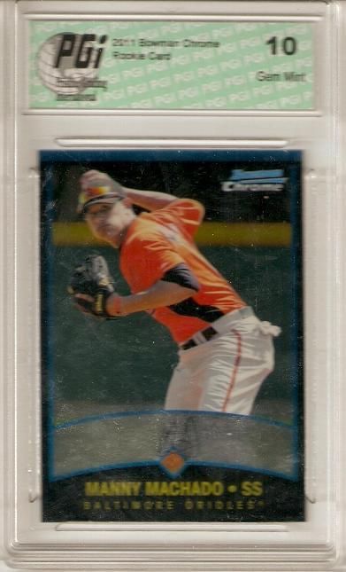 Manny Machado 2011 Bowman Chrome Throwbacks #BCT17 SP Rookie Card PGI 10