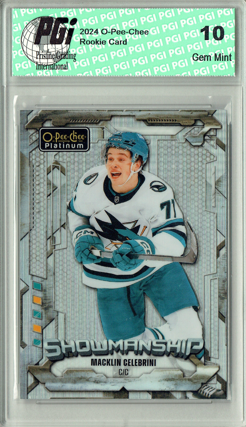 Macklin Celebrini 2024 O-Pee-Chee Platinum #S-8 Showmanship Rookie Card PGI 10