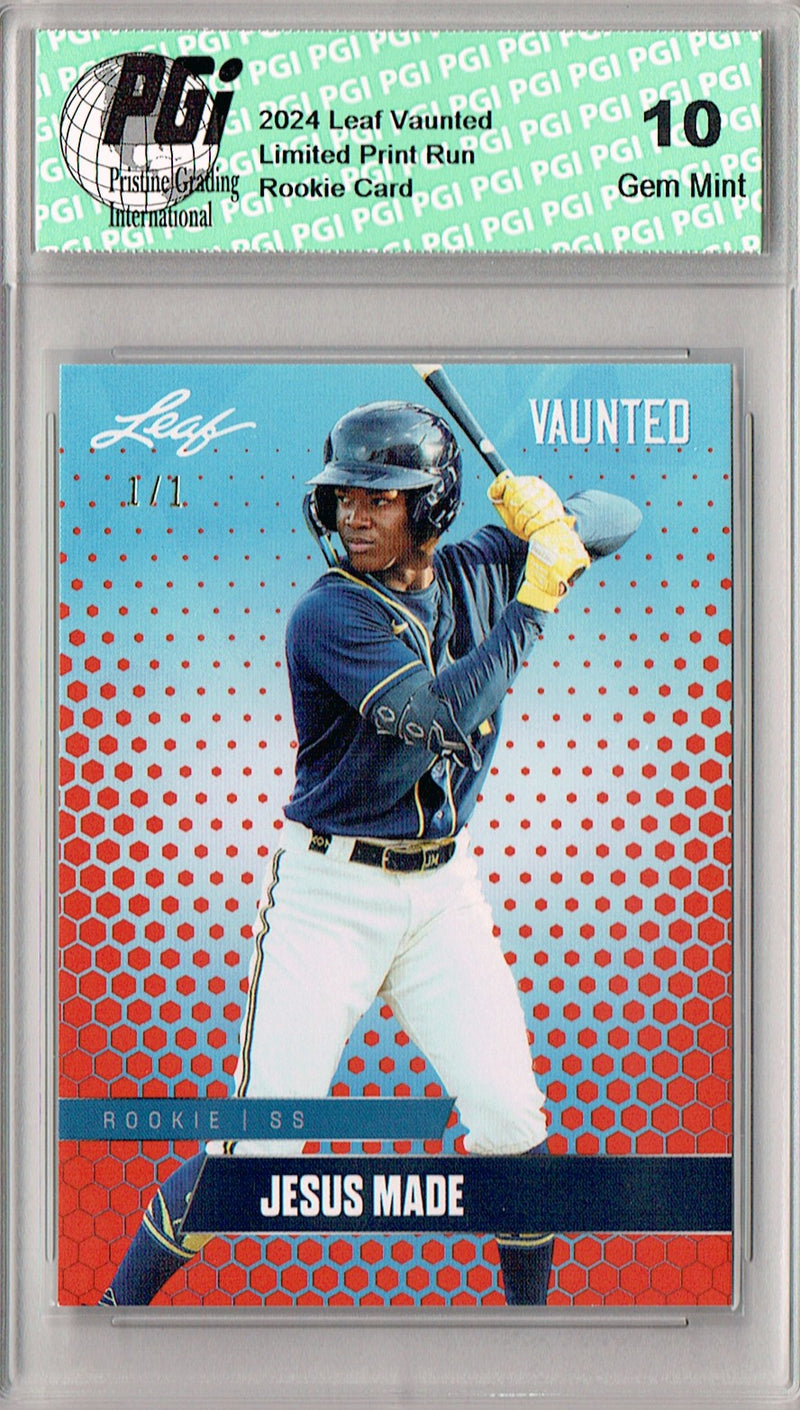 Jesus Made 2024 Leaf Vaunted #V-22 Orange Blank Back 1/1 Rookie Card PGI 10