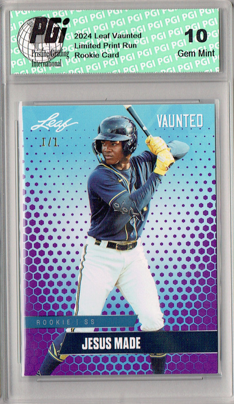 Jesus Made 2024 Leaf Vaunted #V-22 Purple Blank Back 1/1 Rookie Card PGI 10