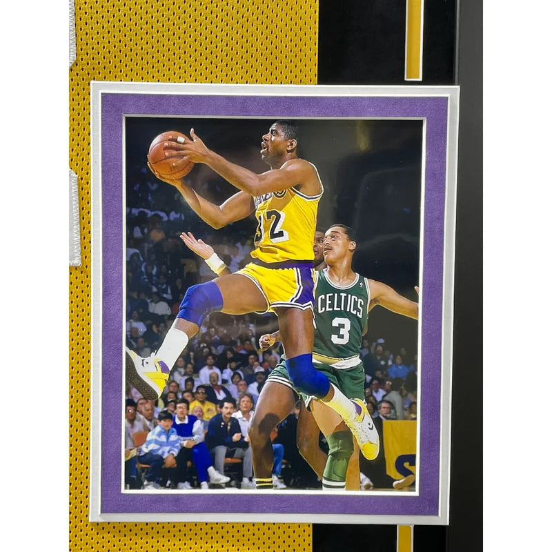 Magic Johnson Autographed Los Angeles Lakers Jersey Framed BAS Beckett Signed LA