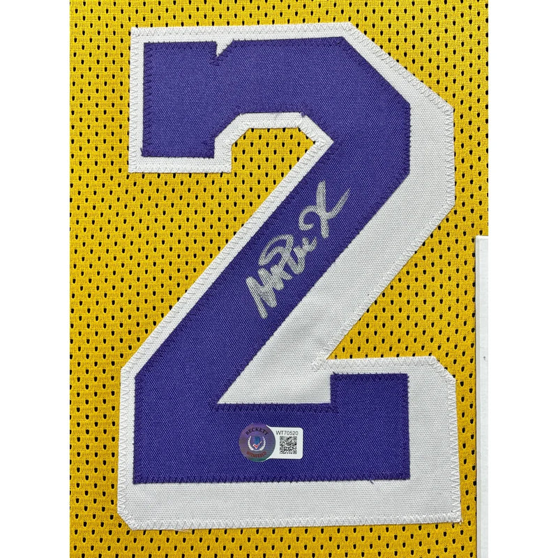 Magic Johnson Autographed Los Angeles Lakers Jersey Framed BAS Beckett Signed LA