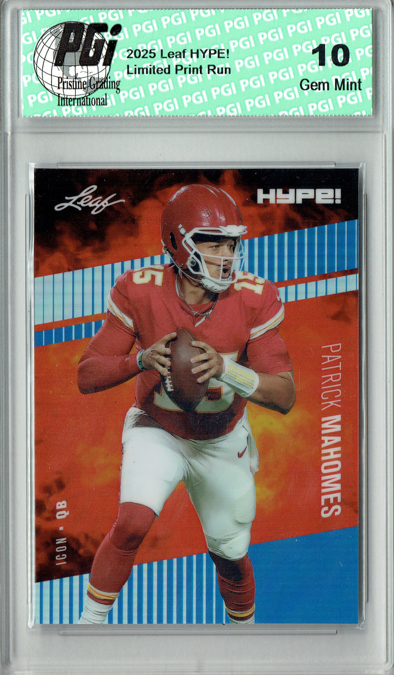 Patrick Mahomes Trading Card Kansas City Pro Football 2024 Leaf HYPE! Metal #HM-01 Blue Only 9 Made PGI 10 Gem Mint