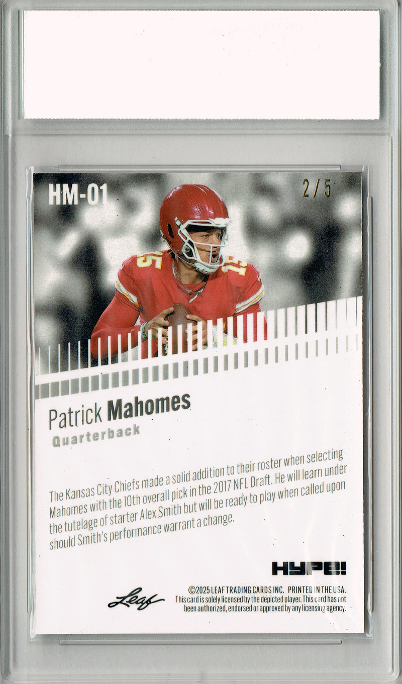 Patrick Mahomes Trading Card Kansas City Pro Football 2024 Leaf HYPE! Metal #HM-01 Green Only 5 Made PGI 10 Gem Mint