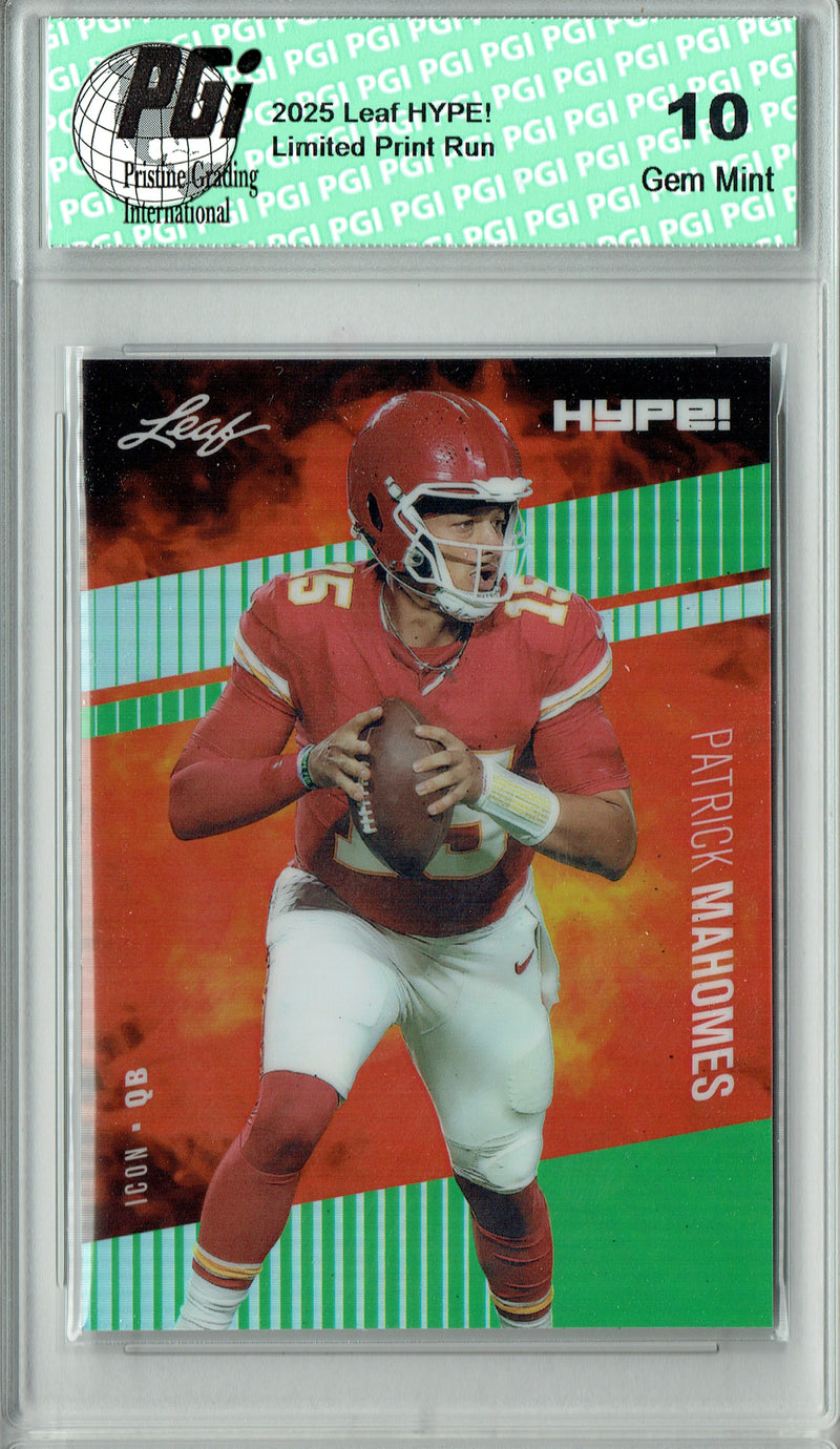 Patrick Mahomes Trading Card Kansas City Pro Football 2024 Leaf HYPE! Metal #HM-01 Green Only 5 Made PGI 10 Gem Mint