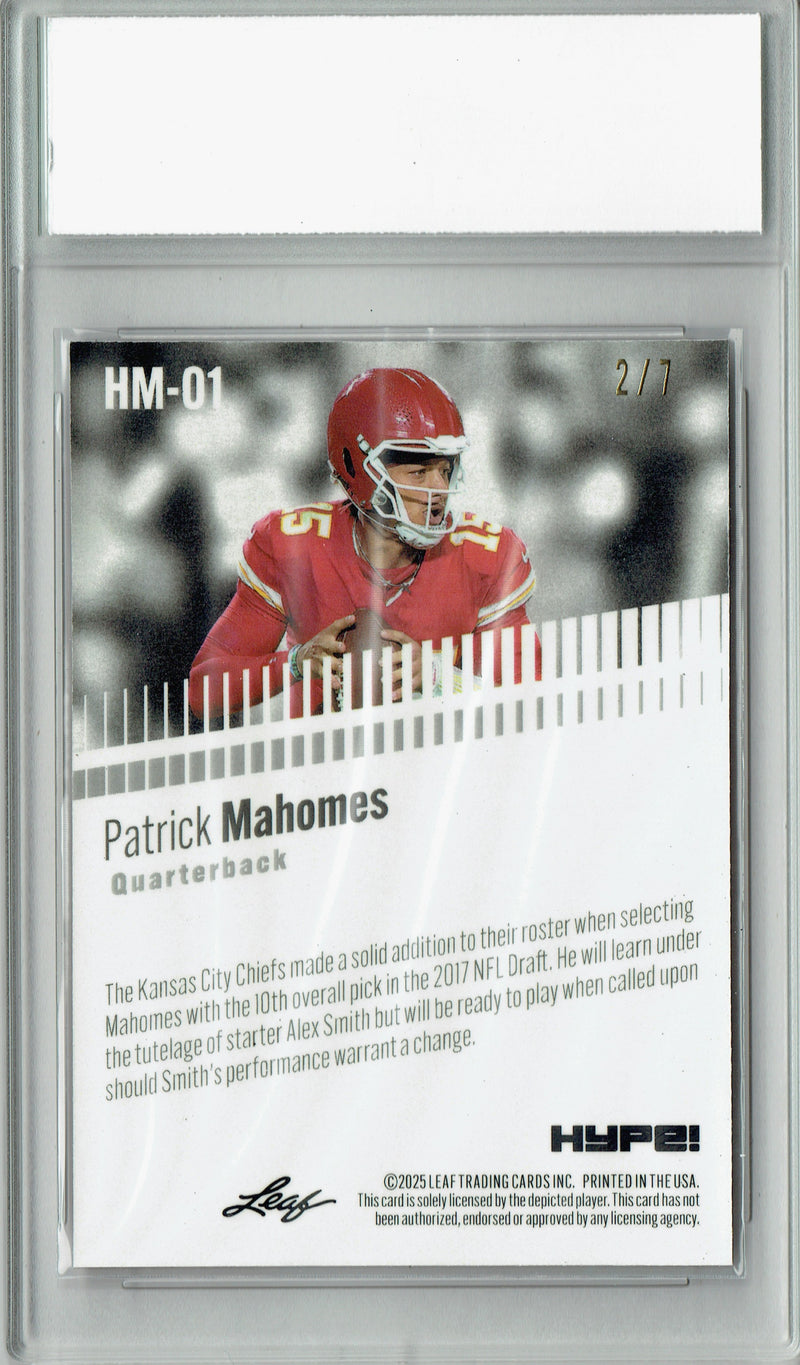 Patrick Mahomes Trading Card Kansas City Pro Football 2024 Leaf HYPE! Metal #HM-01 Pink Only 7 Made PGI 10 Gem Mint