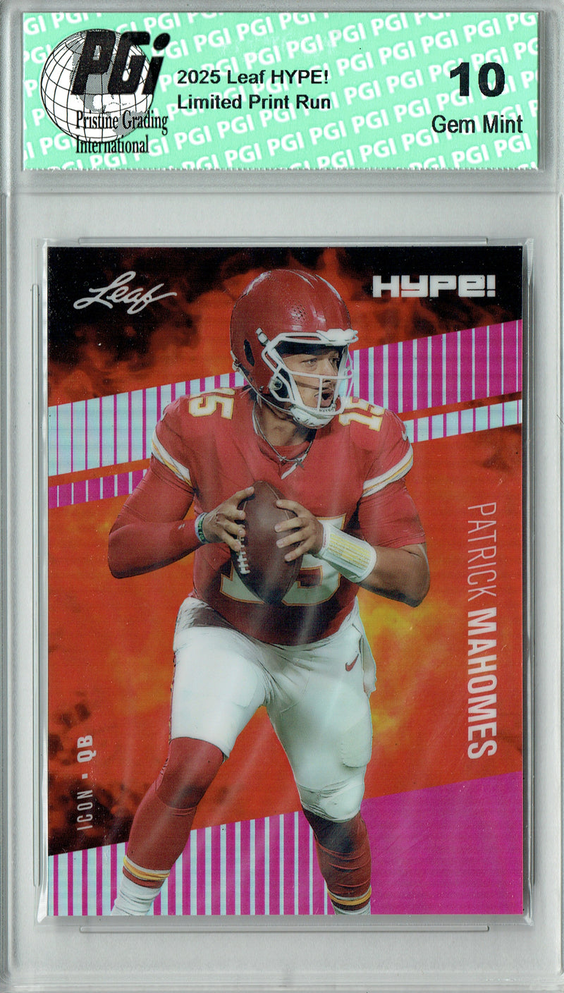 Patrick Mahomes Trading Card Kansas City Pro Football 2024 Leaf HYPE! Metal #HM-01 Pink Only 7 Made PGI 10 Gem Mint