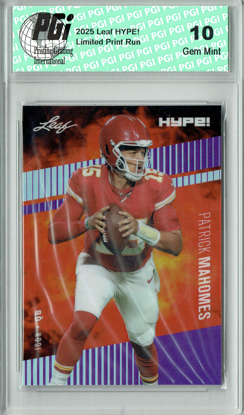 Patrick Mahomes Trading Card Kansas City Pro Football 2024 Leaf HYPE! Metal #HM-01 Purple Only 8 Made PGI 10 Gem Mint