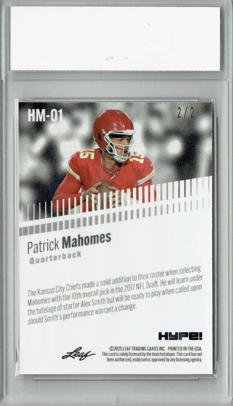 Patrick Mahomes Trading Card Kansas City Pro Football 2024 Leaf HYPE! Metal #HM-01 Red Only 2 Made PGI 10 Gem Mint