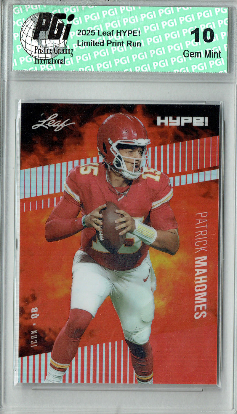 Patrick Mahomes Trading Card Kansas City Pro Football 2024 Leaf HYPE! Metal #HM-01 Red Only 2 Made PGI 10 Gem Mint
