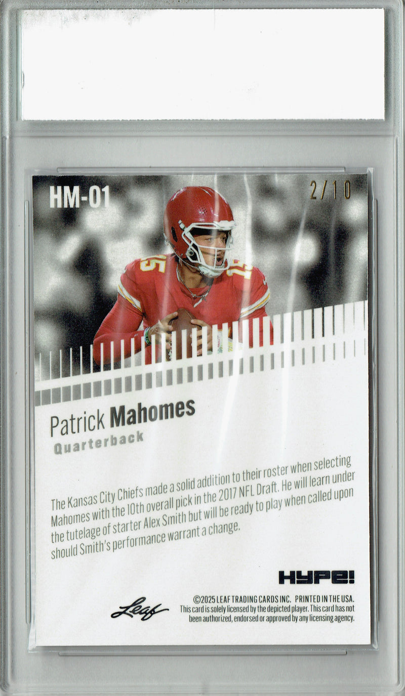 Patrick Mahomes Trading Card Kansas City Pro Football 2024 Leaf HYPE! Metal #HM-01 Silver Only 10 Made PGI 10 Gem Mint