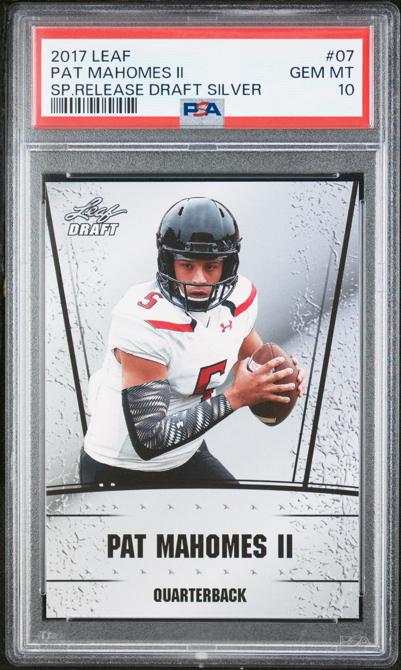 Patrick Mahomes Rookie Card Kansas City PSA GEM-MT 10 (Gem Mint) Football Trading Card 2017 Leaf #7 Silver