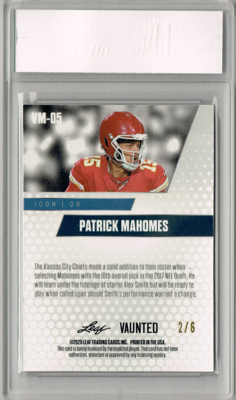 Patrick Mahomes Trading Card Kansas City CM+ Football Card 2025 Leaf Vaunted Metal #VM-05 Black 6 Made