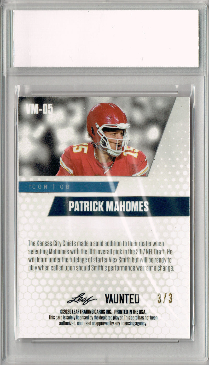 Patrick Mahomes Trading Card Kansas City PGI 10 Football Card 2025 Leaf Vaunted Metal #VM-05 Orange 3 Made