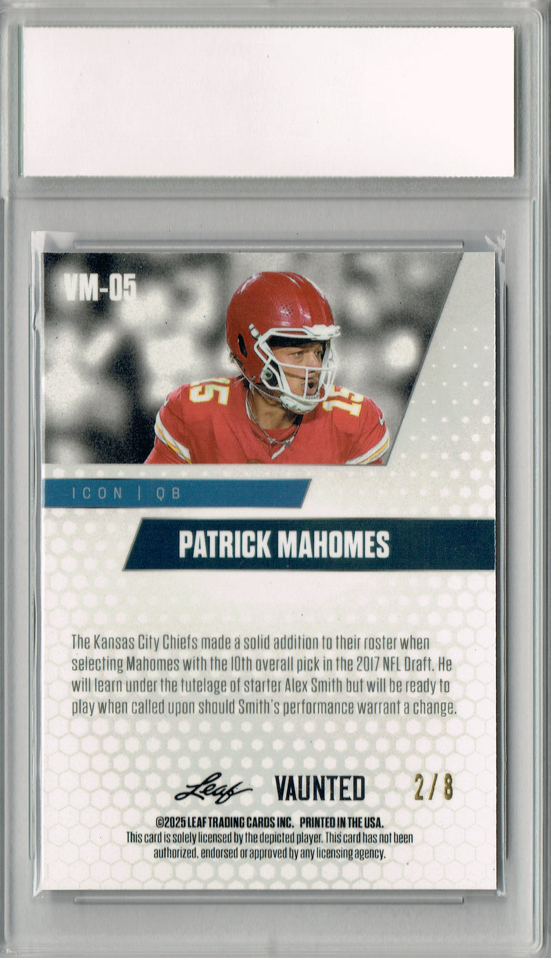 Patrick Mahomes Trading Card Kansas City CM+ Football Card 2025 Leaf Vaunted Metal #VM-05 Purple 8 Made