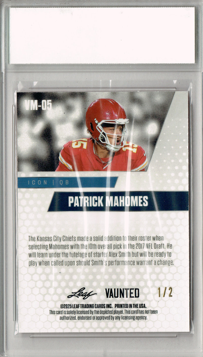 Patrick Mahomes Trading Card Kansas City PGI 10 Football Card 2025 Leaf Vaunted Metal #VM-05 Red 2 Made