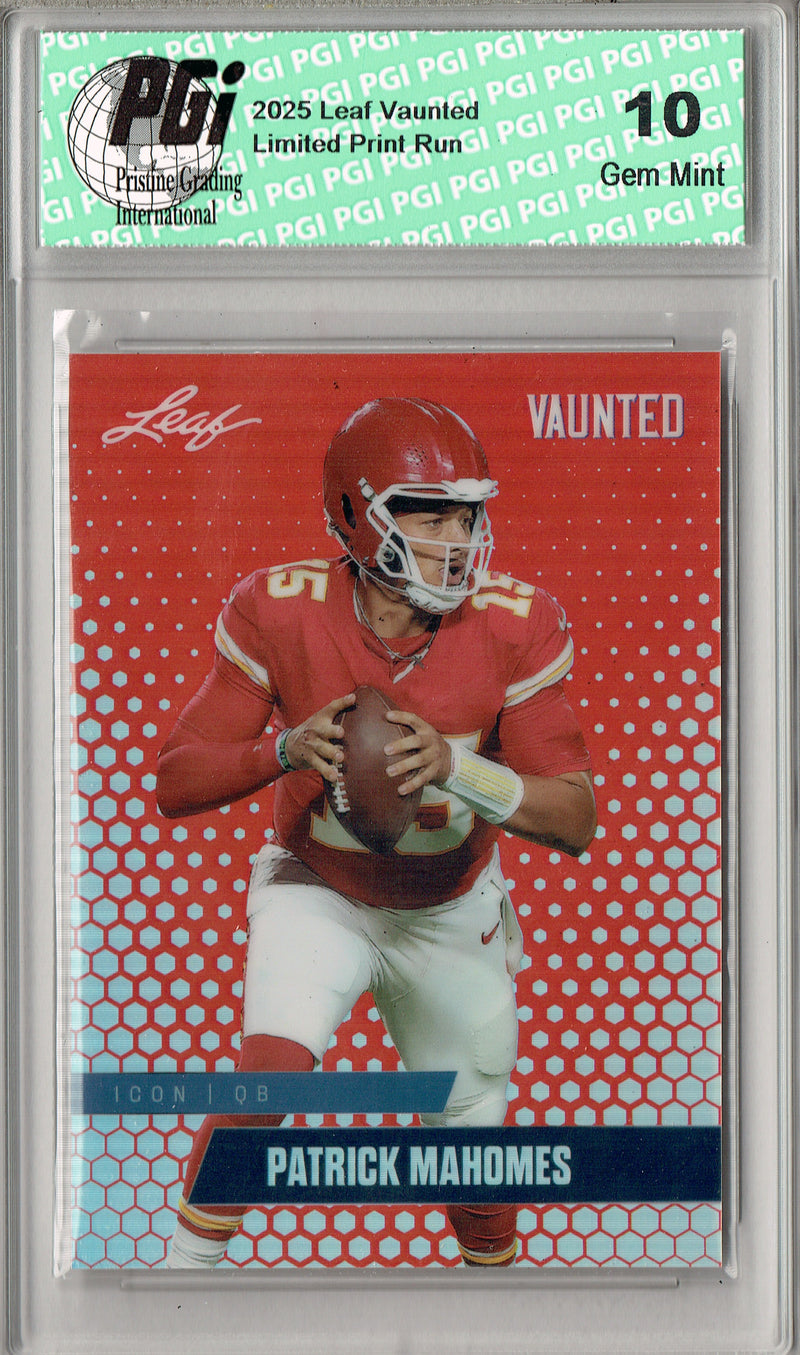 Patrick Mahomes Trading Card Kansas City PGI 10 Football Card 2025 Leaf Vaunted Metal #VM-05 Red 2 Made
