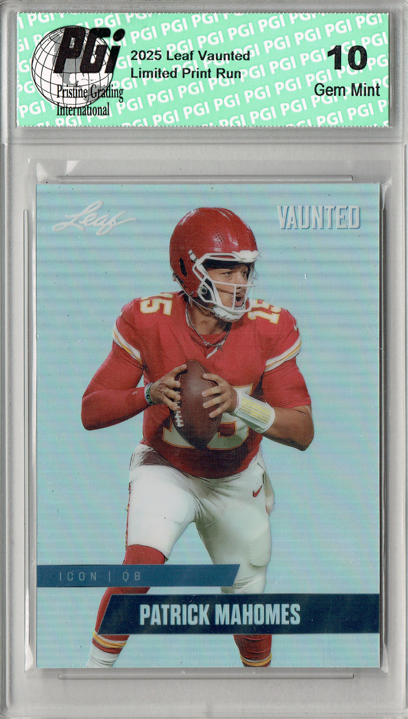 Patrick Mahomes Trading Card Kansas City PGI 10 Football Card 2025 Leaf Vaunted Metal #VM-05 Silver 10 Made