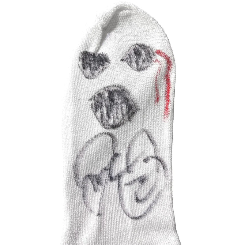 Mankind Mick Foley Autographed "Bloody" Mr. Socko Authentic Drawing JSA WWE WWF Signed