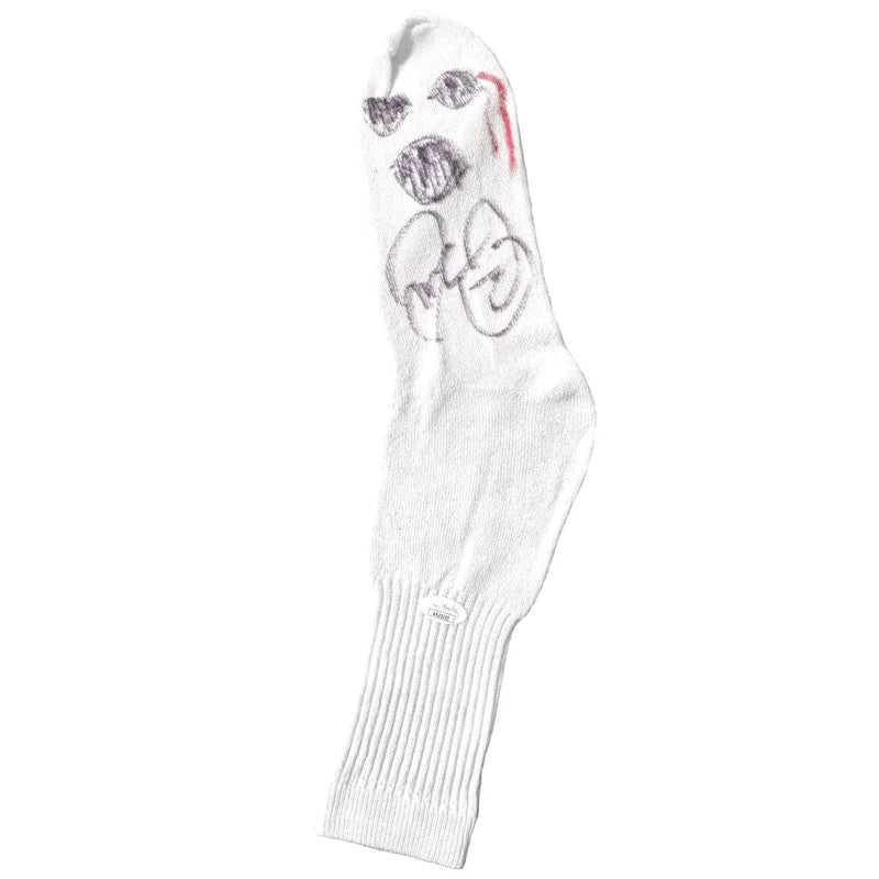 Mankind Mick Foley Autographed "Bloody" Mr. Socko Authentic Drawing JSA WWE WWF Signed
