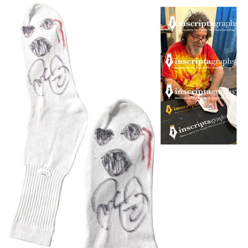 Mankind Mick Foley Autographed "Bloody" Mr. Socko Authentic Drawing JSA WWE WWF Signed