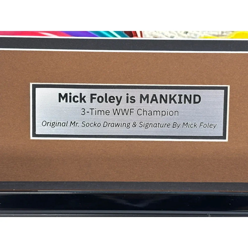 Mankind Mick Foley Autographed Mr. Socko Authentic Drawing Framed JSA WWE Signed WWF