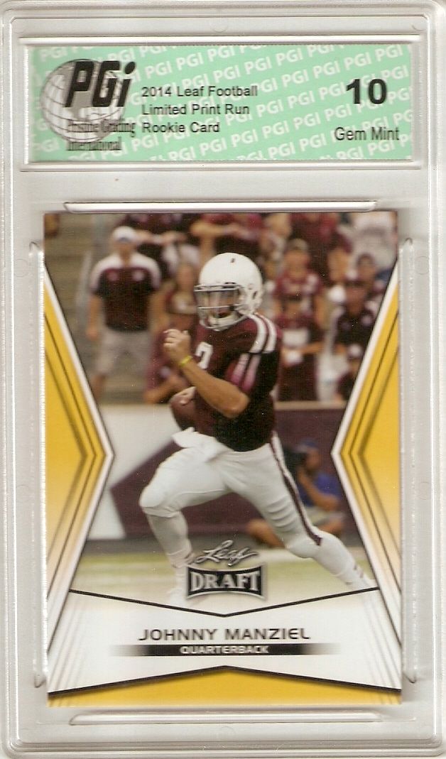 Johnny Manziel Rookie Card Cleveland PGI 10 Gem Mint Football Trading Card 2014 Leaf Draft #DE-1