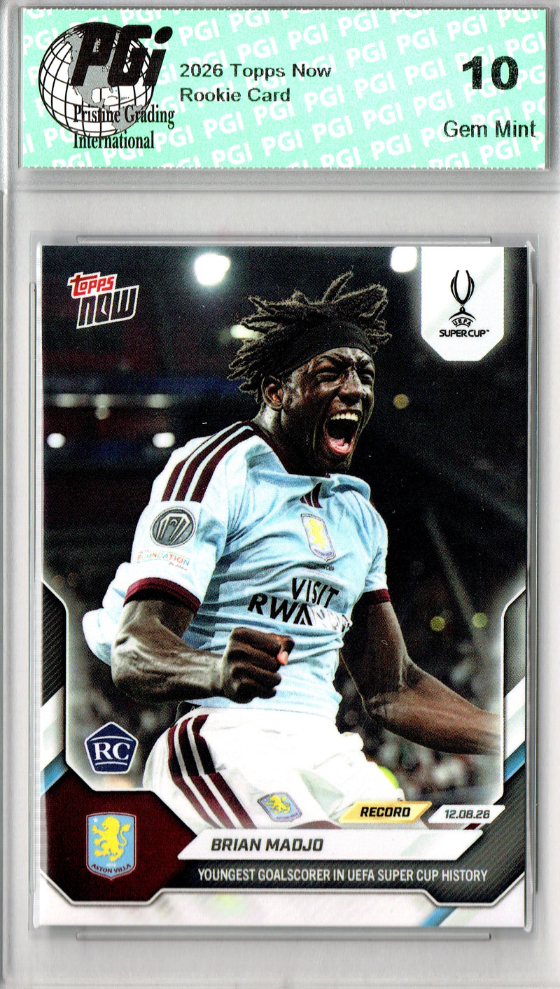 Brian Madjo Rookie Card 2026 Topps Now #4 Youngest Goalscorer in UEFA History, PGI 10, Aston Villa Soccer