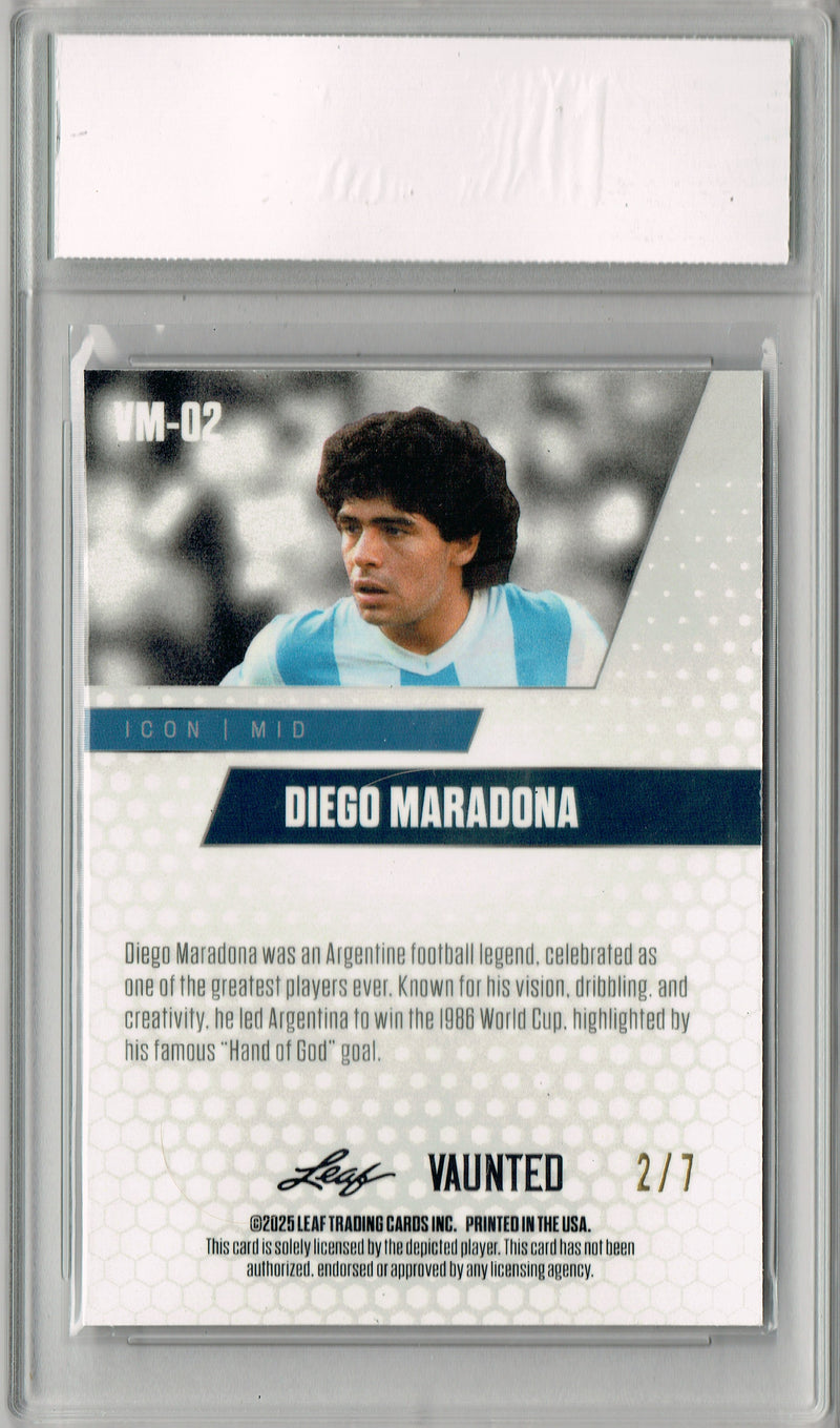 Diego Maradona 2025 Leaf Vaunted Metal #VM-02 Black 7 Made Rare Card PGI 10
