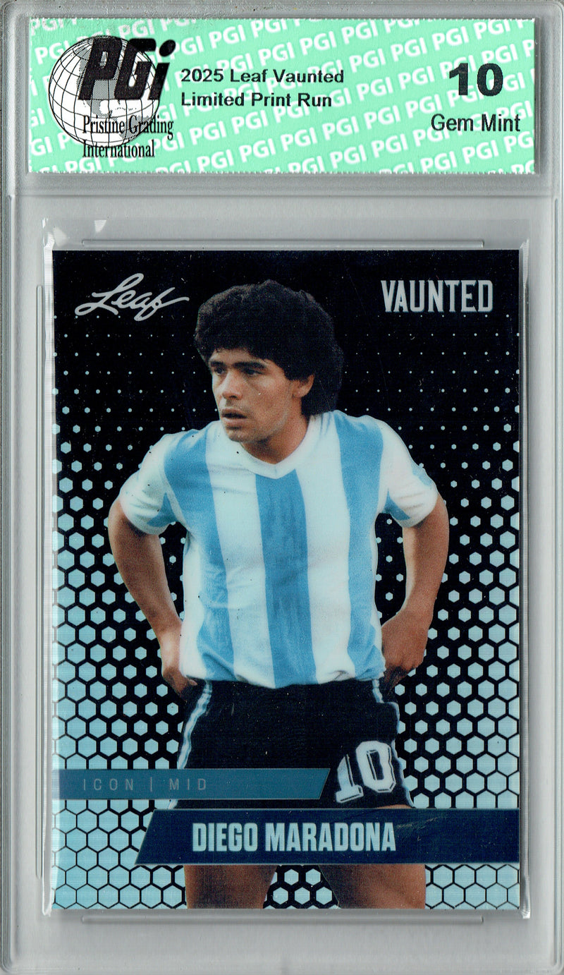 Diego Maradona 2025 Leaf Vaunted Metal #VM-02 Black 7 Made Rare Card PGI 10