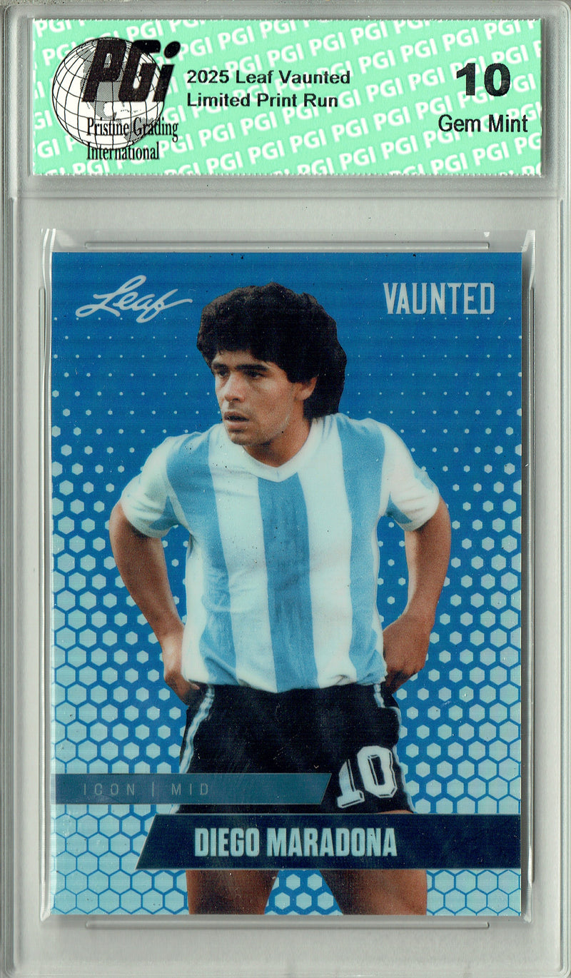 Diego Maradona 2025 Leaf Vaunted Metal #VM-02 Blue 20 Made Rare Card PGI 10